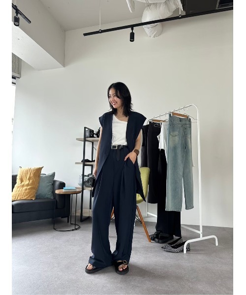 HANNE（アン）の「ワンタックワイドスラックス（スラックス・レディース・チャコールグレー/ネイビー/ベージュ・FREE/SMALL）」の13枚目の写真