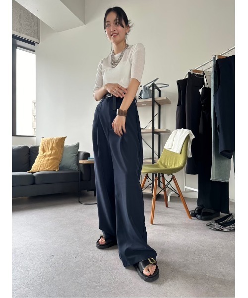 HANNE（アン）の「ワンタックワイドスラックス（スラックス・レディース・チャコールグレー/ネイビー/ベージュ・FREE/SMALL）」の9枚目の写真