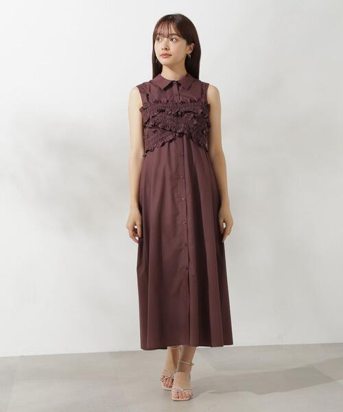 PROPORTION BODY DRESSING（プロポーションボディドレッシング）の「ギャザービスチェシャツワンピース / 1214240704（ワンピース・レディース・ベージュ系その他/ブラウン・SMALL/MEDIUM）」の13枚目の写真