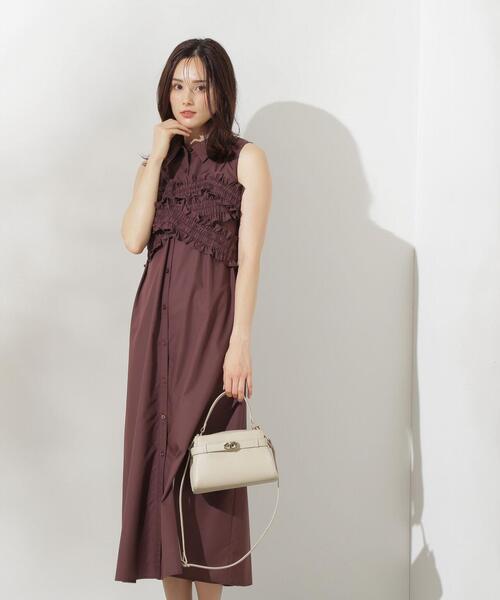 PROPORTION BODY DRESSING（プロポーションボディドレッシング）の「ギャザービスチェシャツワンピース / 1214240704（ワンピース・レディース・ベージュ系その他/ブラウン・SMALL/MEDIUM）」の5枚目の写真