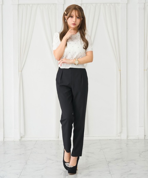Diable baiser（ディアブルベーゼ）の「リネンライク軽やかジャケット+パンツ2点セットスーツ（セットアップ・レディース・ブラック・LL/LARGE/MEDIUM）」の8枚目の写真