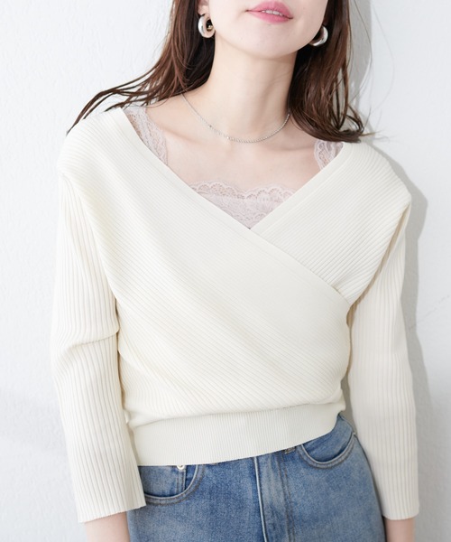 natural couture(ナチュラルクチュール)の「前後2WAY総レースインナー(キャミソール・レディース・ピンクベージュ/グレイッシュベージュ/ブラック/オフホワイト・FREE)」の19枚目の写真