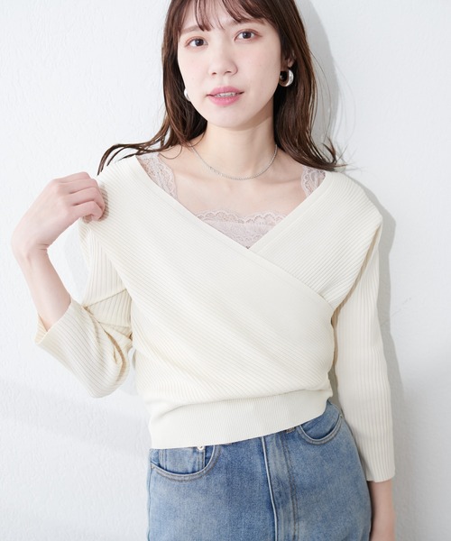 natural couture(ナチュラルクチュール)の「前後2WAY総レースインナー(キャミソール・レディース・ピンクベージュ/グレイッシュベージュ/ブラック/オフホワイト・FREE)」の18枚目の写真