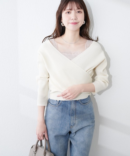 natural couture(ナチュラルクチュール)の「前後2WAY総レースインナー(キャミソール・レディース・ピンクベージュ/グレイッシュベージュ/ブラック/オフホワイト・FREE)」の17枚目の写真