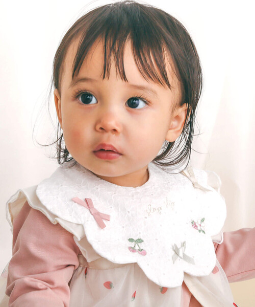 SLAP SLIP BABY（スラップスリップベビー）の「リボン付き裾スカラップレーススタイベビー（スタイ/よだれかけ・キッズ・ネイビー/ホワイト/ピンク・FREE）」の18枚目の写真