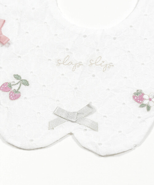 SLAP SLIP BABY（スラップスリップベビー）の「リボン付き裾スカラップレーススタイベビー（スタイ/よだれかけ・キッズ・ネイビー/ホワイト/ピンク・FREE）」の13枚目の写真