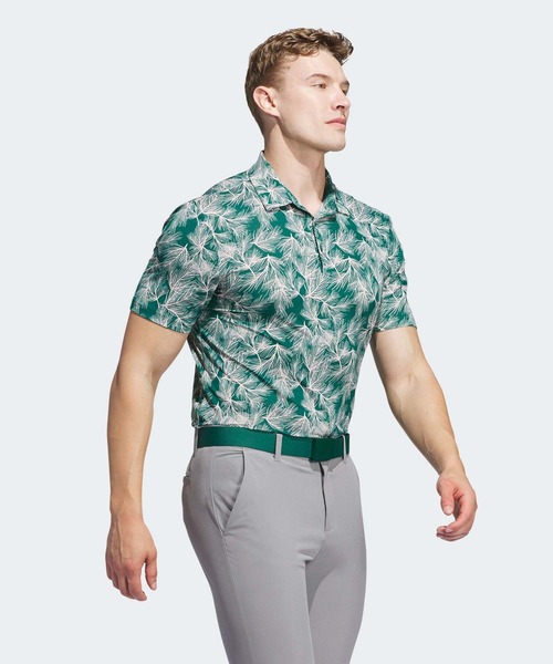 adidas - 【adidas GOLF/アディダス】パワーグリッドプリント 半袖ポロシャツ・M adidas アディダス ゴルフウェア JTX55 パインツリープリント