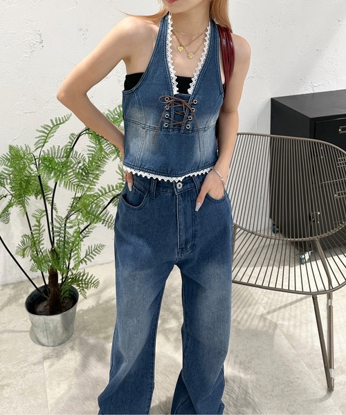 sedacle girl(セダクルガール)の「レースアップデニムベスト【SETUP着用可能】(ベスト・レディース・ライトブルー/インディゴブルー・SMALL/MEDIUM)」の11枚目の写真