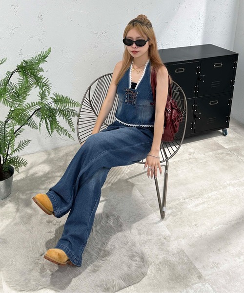 sedacle girl(セダクルガール)の「レースアップデニムベスト【SETUP着用可能】(ベスト・レディース・ライトブルー/インディゴブルー・SMALL/MEDIUM)」の15枚目の写真