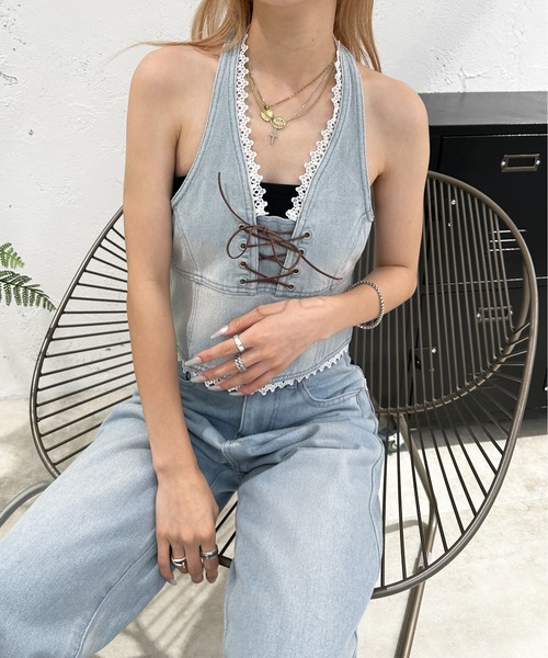 sedacle girl(セダクルガール)の「レースアップデニムベスト【SETUP着用可能】(ベスト・レディース・ライトブルー/インディゴブルー・SMALL/MEDIUM)」の20枚目の写真