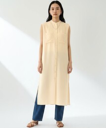 シアーサテン ロングシャツワンピース