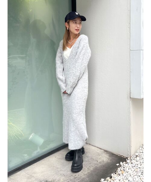 Ungrid(アングリッド)の「2Wayスリットニットワンピ-ス(ワンピース・レディース・ライトグレー/オレンジ/ベージュ・FREE)」の5枚目の写真