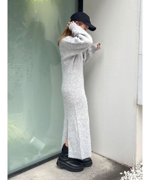 Ungrid(アングリッド)の「2Wayスリットニットワンピ-ス(ワンピース・レディース・ライトグレー/オレンジ/ベージュ・FREE)」の6枚目の写真