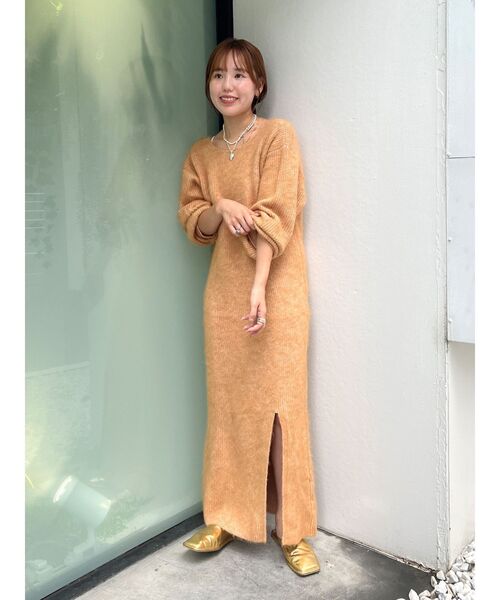 Ungrid(アングリッド)の「2Wayスリットニットワンピ-ス(ワンピース・レディース・ライトグレー/オレンジ/ベージュ・FREE)」の9枚目の写真