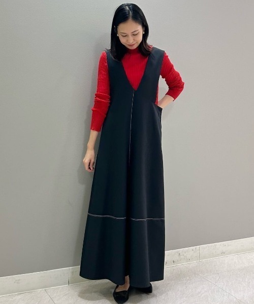 CAST:（キャストコロン）の「【着回し抜群】アシンメトリーオールインワン（ジャンパースカート・レディース・ブラック/グレー系その他2・S/M）」の5枚目の写真