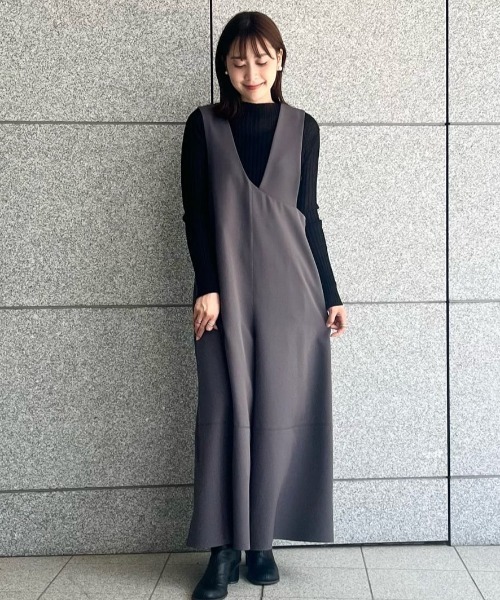 CAST:（キャストコロン）の「【着回し抜群】アシンメトリーオールインワン（ジャンパースカート・レディース・ブラック/グレー系その他2・S/M）」の8枚目の写真
