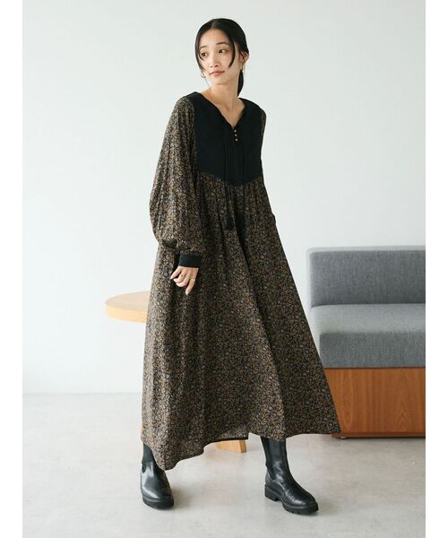 CRAFT STANDARD BOUTIQUE（クラフトスタンダードブティック）の「レーヨンキルト切替ワンピース　◆（ワンピース・レディース・ベージュ/ネイビー/その他14・FREE）」の5枚目の写真