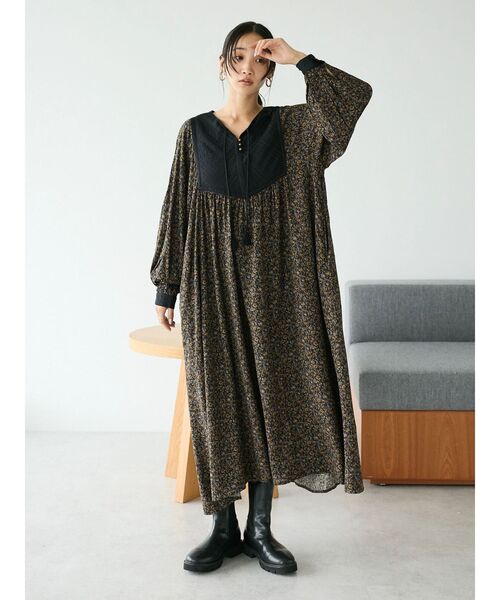 CRAFT STANDARD BOUTIQUE（クラフトスタンダードブティック）の「レーヨンキルト切替ワンピース　◆（ワンピース・レディース・ベージュ/ネイビー/その他14・FREE）」の6枚目の写真