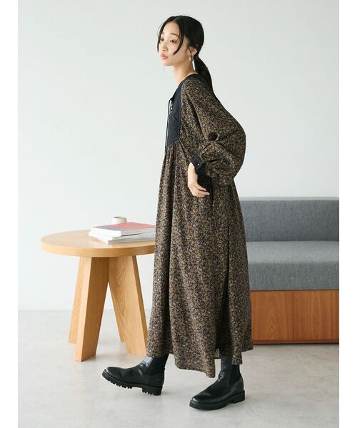 CRAFT STANDARD BOUTIQUE（クラフトスタンダードブティック）の「レーヨンキルト切替ワンピース　◆（ワンピース・レディース・ベージュ/ネイビー/その他14・FREE）」の7枚目の写真