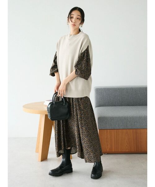 CRAFT STANDARD BOUTIQUE（クラフトスタンダードブティック）の「レーヨンキルト切替ワンピース　◆（ワンピース・レディース・ベージュ/ネイビー/その他14・FREE）」の12枚目の写真