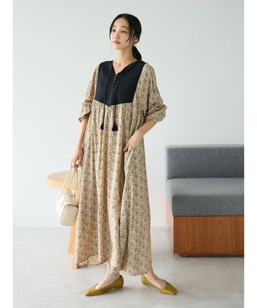 CRAFT STANDARD BOUTIQUE（クラフトスタンダードブティック）の「レーヨンキルト切替ワンピース　◆（ワンピース・レディース・ベージュ/ネイビー/その他14・FREE）」の15枚目の写真