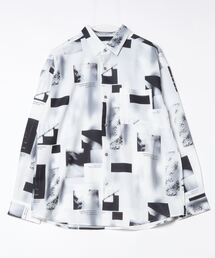 Naive magic | ナチュラルストレッチポリエステル ルーズサイズ総柄プリントシャツ(シャツ/ブラウス)