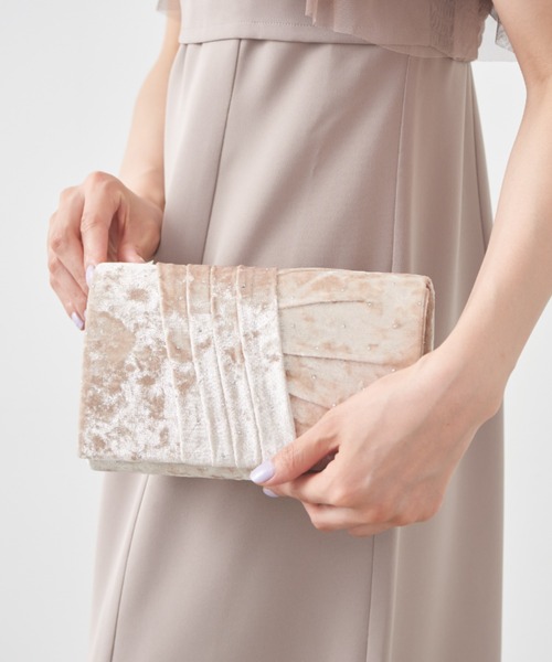 パール付き★上品クラッチ＆ショルダーバッグ★ベロア素材★結婚式/パーティー パール付き☆上品クラッチ＆ショルダーバッグ☆ベロア素材☆結婚