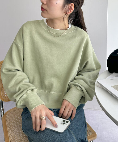 DISCOAT（ディスコート）の「【WEB限定】ショート丈カラースウェット（Tシャツ/カットソー・レディース・グレー/ピンク/ライム/ライトグレー/ブラウン/ホワイト系その他/ネイビー/ベージュ/オリーブ/ブラック/チャコールグレー/モカ・FREE）」の9枚目の写真