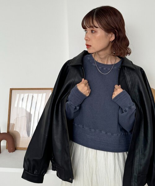 DISCOAT（ディスコート）の「【WEB限定】ショート丈カラースウェット（Tシャツ/カットソー・レディース・グレー/ピンク/ライム/ライトグレー/ブラウン/ホワイト系その他/ネイビー/ベージュ/オリーブ/ブラック/チャコールグレー/モカ・FREE）」の13枚目の写真