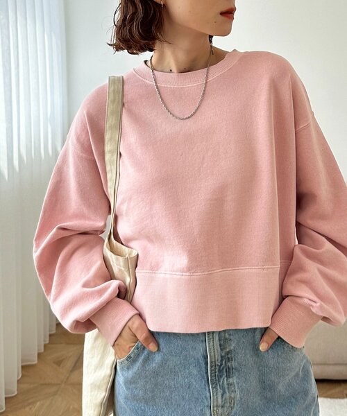 DISCOAT（ディスコート）の「【WEB限定】ショート丈カラースウェット（Tシャツ/カットソー・レディース・グレー/ピンク/ライム/ライトグレー/ブラウン/ホワイト系その他/ネイビー/ベージュ/オリーブ/ブラック/チャコールグレー/モカ・FREE）」の14枚目の写真