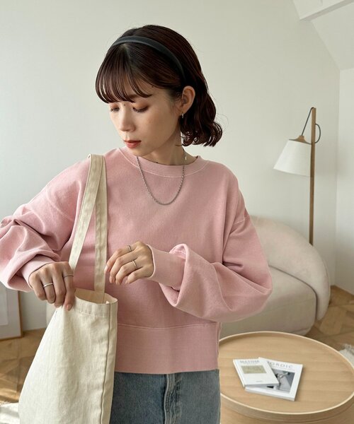 DISCOAT（ディスコート）の「【WEB限定】ショート丈カラースウェット（Tシャツ/カットソー・レディース・グレー/ピンク/ライム/ライトグレー/ブラウン/ホワイト系その他/ネイビー/ベージュ/オリーブ/ブラック/チャコールグレー/モカ・FREE）」の16枚目の写真