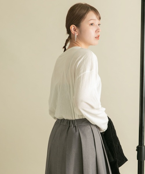 KBF（ケイビーエフ）の「シアーロゴロングTEE（Tシャツ/カットソー・レディース・チャコールグレー/オフホワイト・ONE）」の10枚目の写真