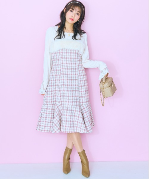 ＜大きいサイズ＞ ファードッキングツイードキャミワンピ marun（ワンピース）｜marun（マルン）