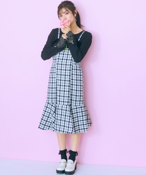 ＜大きいサイズ＞ ファードッキングツイードキャミワンピ marun（ワンピース）｜marun（マルン）