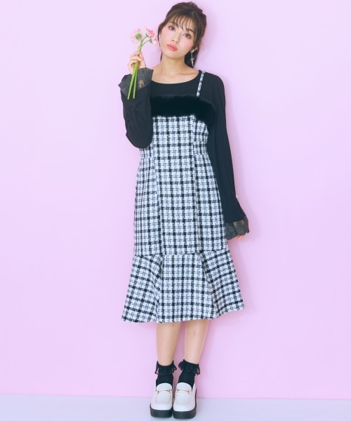 ＜大きいサイズ＞ ファードッキングツイードキャミワンピ marun（ワンピース）｜marun（マルン）