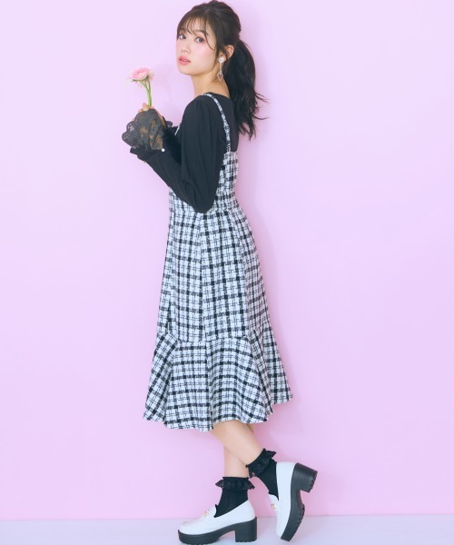 ＜大きいサイズ＞ ファードッキングツイードキャミワンピ marun（ワンピース）｜marun（マルン）