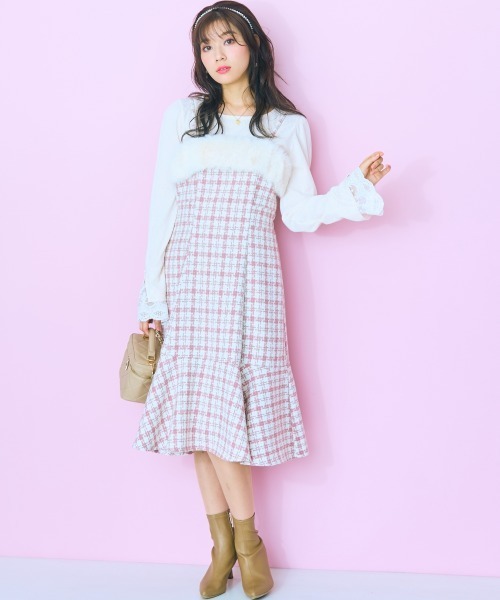 ＜大きいサイズ＞ ファードッキングツイードキャミワンピ marun（ワンピース）｜marun（マルン）