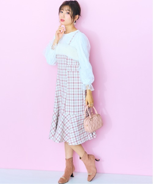 ＜大きいサイズ＞ ファードッキングツイードキャミワンピ marun（ワンピース）｜marun（マルン）