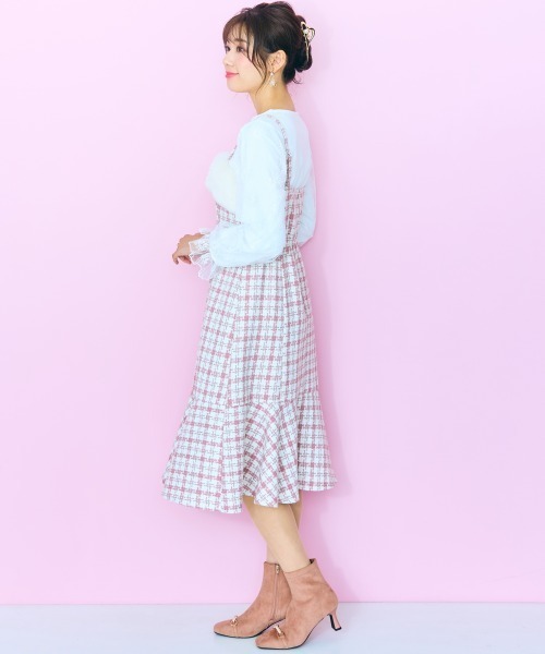 ＜大きいサイズ＞ ファードッキングツイードキャミワンピ marun（ワンピース）｜marun（マルン）