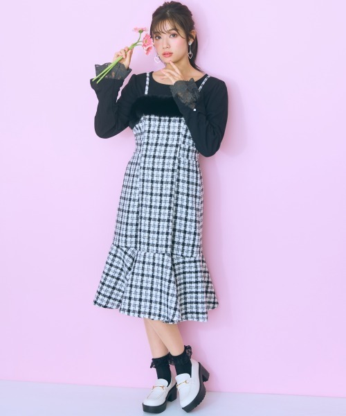 ＜大きいサイズ＞ ファードッキングツイードキャミワンピ marun（ワンピース）｜marun（マルン）