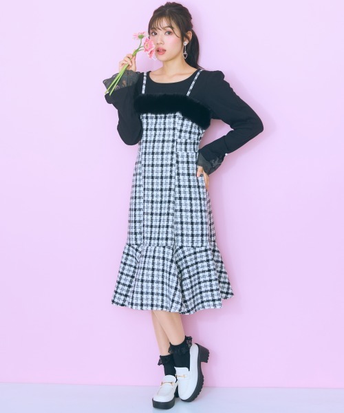 ＜大きいサイズ＞ ファードッキングツイードキャミワンピ marun（ワンピース）｜marun（マルン）