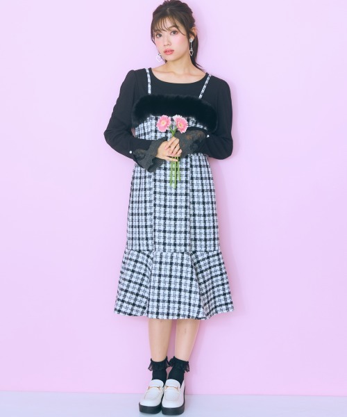 ＜大きいサイズ＞ ファードッキングツイードキャミワンピ marun（ワンピース）｜marun（マルン）