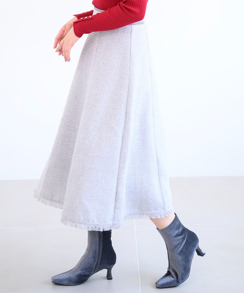 MISCH MASCH(ミッシュマッシュ)の「ツイードフレアスカート/MM447202(スカート・レディース・ライトグレー/ブラック/レッド・S/M)」の4枚目の写真