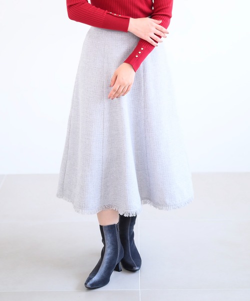 MISCH MASCH(ミッシュマッシュ)の「ツイードフレアスカート/MM447202(スカート・レディース・ライトグレー/ブラック/レッド・S/M)」の6枚目の写真
