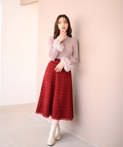MISCH MASCH(ミッシュマッシュ)の「ツイードフレアスカート/MM447202(スカート・レディース・ライトグレー/ブラック/レッド・S/M)」の12枚目の写真