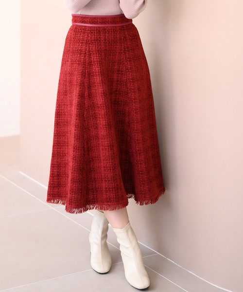 MISCH MASCH(ミッシュマッシュ)の「ツイードフレアスカート/MM447202(スカート・レディース・ライトグレー/ブラック/レッド・S/M)」の13枚目の写真