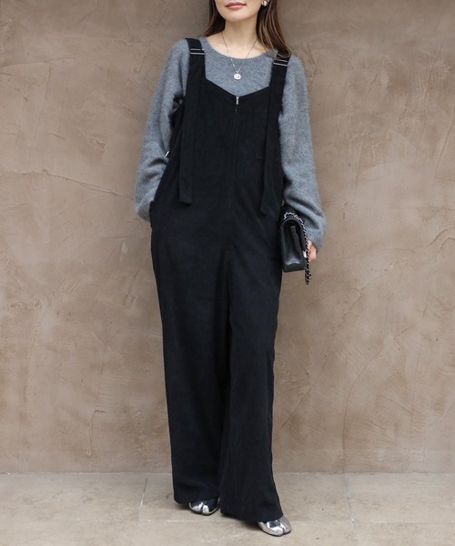 フロントジップコーデュロイオールインワン（つなぎ/オールインワン
