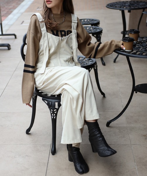 フロントジップコーデュロイオールインワン（つなぎ/オールインワン