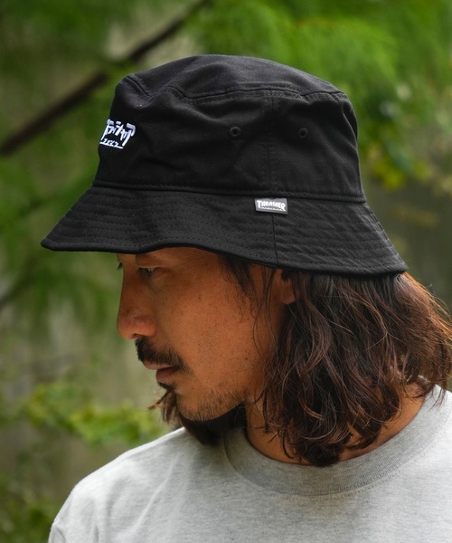 THRASHER(スラッシャー)の「THRASHER/スラッシャー BUCKET HAT スラッシャー バケットハット フェス カタカナロゴ刺繍 コットンツイル(ハット・メンズ・ベージュ/ホワイト/ブラック・FREE)」の6枚目の写真