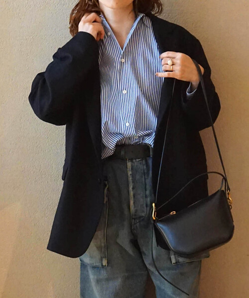 JOURNAL STANDARD LUXE(ジャーナルスタンダード ラックス)の「RE ウール ジャケット(テーラードジャケット・レディース・ベージュ系その他/ネイビー・FREE)」の4枚目の写真